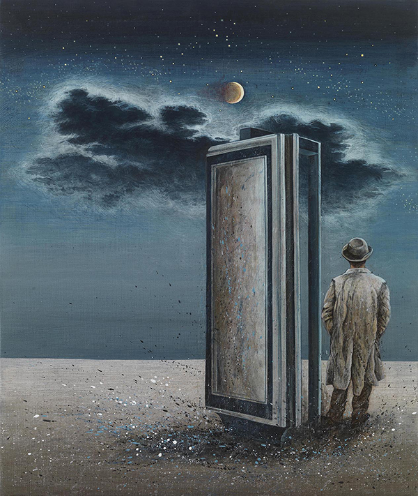 ''Ο άντρας και το σύννεφο'',60 x 50cm,ακρυλικά σε καμβά,2018 (1) Image